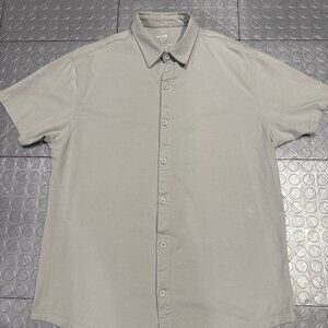 WYR Weekender Short Sleeve Button Up Shirt Stretch Cotton Lycra Blend Stone L